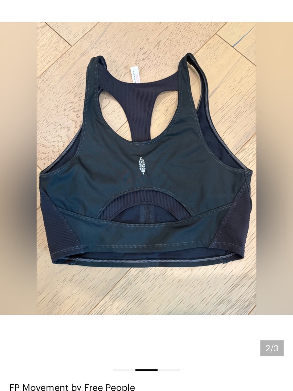 Free People Movement, Zipper Sports Bra, Black, Large - Picture 2 of 3